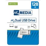 128GB USB Flash 3.2 MyDual stříbrný, USB-C/USB-A, MyMedia 0023942692713