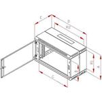 19" rozvaděč dvoudílný 4U/295mm celoskleněné dveře