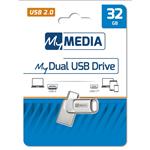 32GB USB Flash 2.0 MyDual stříbrný, USB-C/USB-A, MyMedia 0023942692669