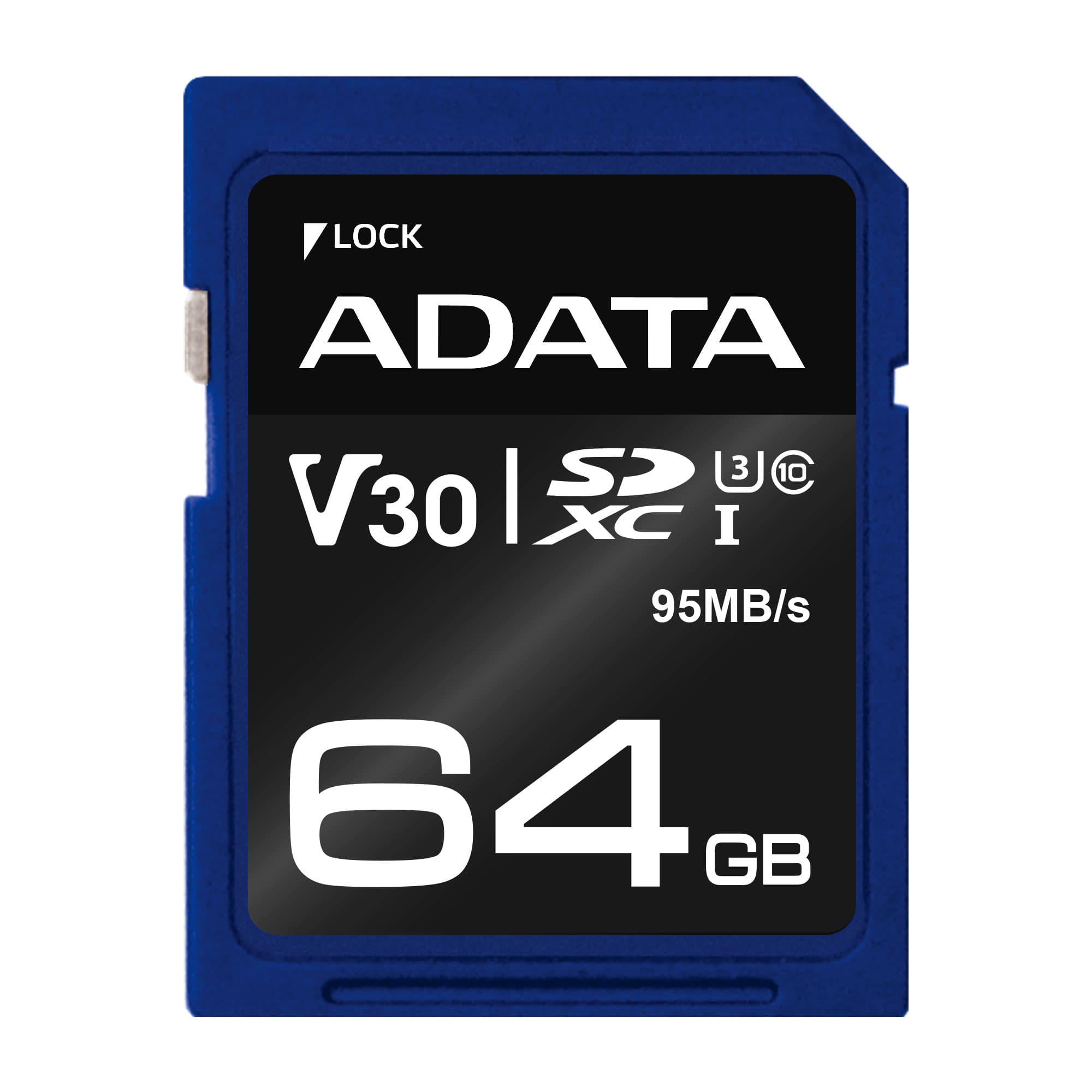 ADATA SDXC 64GB UHS-I U3 V30S 95/60MB/s ASDX64GUI3V30S-R