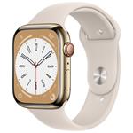 Apple Watch Series 8 GPS + Cellular 45mm Gold Stainless Steel Case with Starlight Sport Band - Regular mnkm3cs/a