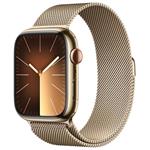 Apple Watch Series 9 Cellular 45mm Zlatá ocel se zlatým milánským tahem MRMU3QC/A