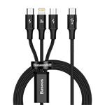 Baseus datový kabel USB-C Rapid Series 3v1 microUSB+Lightning+USB-C 1,5m PD 20W černý 6953156204294