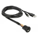Cable USB Type-A male + 3.5 mm 4 pin stereo jack male > female bulkhead USB Type-A female + 3.5 mm 4 pin female (a 85718