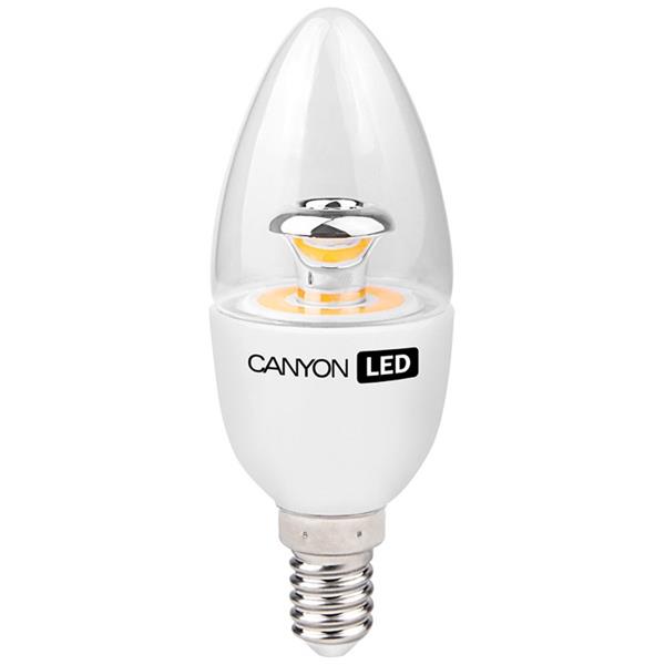 Canyon LED COB žiarovka, E14, sviečka, priehľadná, 6W, 470 lm, teplá biela 2700K, 220-240V, 150°, Ra>80, 50.000 hod