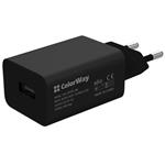 COLORWAY 1x USB/ síťová nabíječka/ 10W/ 100V-240V/ Černá + kabel USB-C 1m CW-CHS012CC-BK