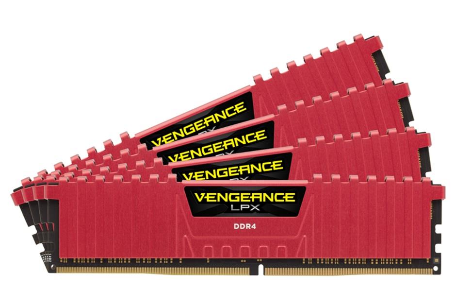 Corsair Vengeance LPX 16GB (Kit 4x4GB) 2666MHz DDR4 CL16 DIMM 1.2V, červený CMK16GX4M4A2666C16R