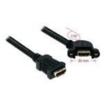 Delock Cable HDMI A samice > HDMI A samice přišroubovatelná 110° nahnutá 25 cm 85101
