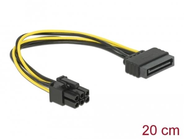 DeLOCK - Elektrický kabel - SATA napájení (M) do 6 pin PCIe power (M) - 21 cm