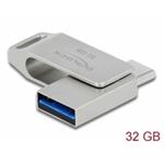 Delock Flash disk USB 3.2 Gen 1, USB-C™ + Typ-A, 32 GB - kovový kryt 54074