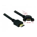 Delock kabel HDMI A samec > HDMI A samice přišroubovatelná 110° nahnutá 1 m 85103