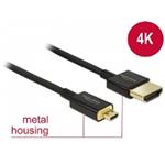 Delock Kabel High Speed HDMI s Ethernetem - HDMI-A samec > HDMI Micro-D samec 3D 4K 1,5 m Slim Premium 84782
