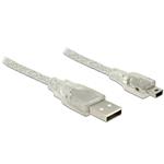 Delock Kabel USB 2.0 Typ-A samec > USB 2.0 Mini-B samec 1m transparentní 83909