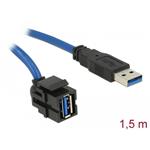 Delock Keystone modul USB 3.0 A samice 250° > USB 3.0 A samec s 1,5 m kabelem 86011
