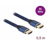 Delock Ultra vysokorychlostní HDMI kabel, 48 Gbps, 8K 60 Hz, modrý 0,5 m certifikovaný 85445