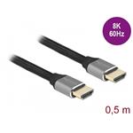Delock Ultra vysokorychlostní HDMI kabel, 48 Gbps, 8K 60 Hz, šedá 0,5 m certifikovaný 83994