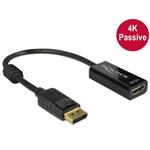 DeLOCK - Video adaptér - DisplayPort / HDMI - DisplayPort (M) do HDMI (F) - 20 cm - černá - podporu 62609