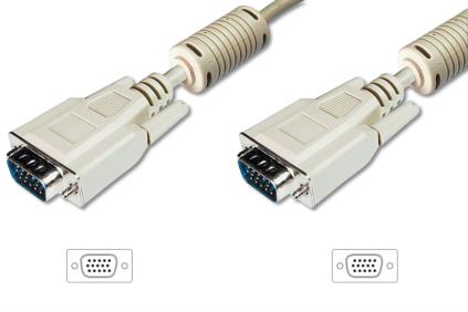 Digitus Premium připojovací VGA kabel, 3xstíněný, 2xferity, šedý, AWG28, Měď, 10m DK-310103-100-E