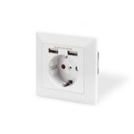 DIGITUS Safety socket for flush mounting with 2 USB ports DA-70613
