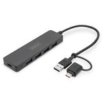 Digitus USB 3.0 Hub 4-Port, Slim Line, 0,2m kabel DA-70235