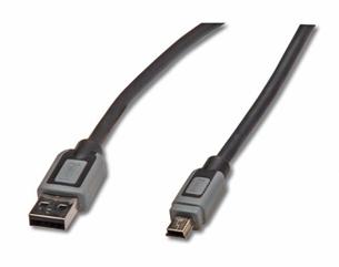 Digitus USB kábel USB A samec na B-mini 5pin samec, 1m, čiernošedý