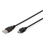 Digitus USB kábel USB A samec na B-mini 5pin samec, 2x tienený, 1m, čierny