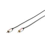 Ednet Audio connection cable, 1x RCA M/M, 1.5m, mono, shielded, cotton, gold, si/bl 84595