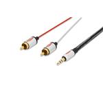 Ednet Audio connection cable, stereo 3.5mm -2x RCA M/M, 2.5m, CCS, shielded, cotton, gold, si/bl 84542