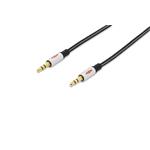 Ednet Audio connection cable, stereo 3.5mm M/M, 1.5m, CCS, shielded, cotton, gold, si/bl 84540
