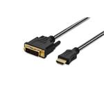 Ednet HDMI adapter cable, type A - DVI(24+1) M/M, 3.0m, Full HD, cotton, gold, bl 84486