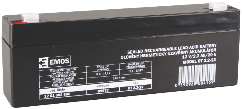 Emos baterie SLA 12V/2.2Ah, Faston 4.8 (187) 1201002600