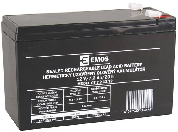 Emos baterie SLA 12V/7.2Ah, Faston 6.3 (250) 1201002800