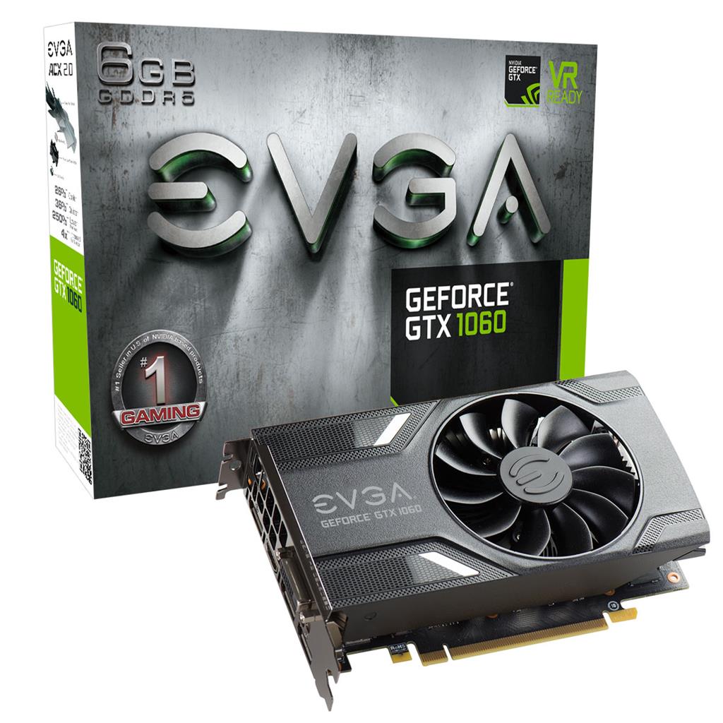 EVGA GeForce GTX 1060 GAMING, 6GB GDDR5 (192 Bit), HDMI, DVI, 3xDP 06G-P4-6161-KR