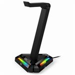 Genius RGB podsvietený stojan na slúchadlá GX-UH100, 2x USB-A 2x USB-C HUB, čierny 31250017400