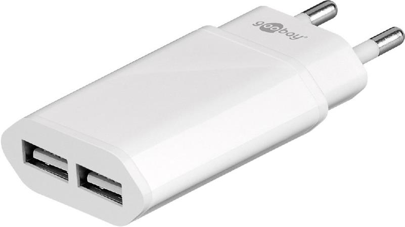 goobay Napájecí a nabíjecí adaptér 230V na 2x USB, ultra slim, 2.1A, černý ppadapter-98