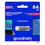 Goodram USB flash disk, USB 3.0 (3.2 Gen 1), 64GB, ODA3, strieborný, ODA3-0640S0R11, USB A / USB C,