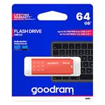Goodram USB flash disk, USB 3.0 (3.2 Gen 1), 64GB, UME3, oranžový, UME3-0640O0R11, USB A, s krytkou