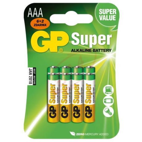 GP - Super Alkalická AAA, microtužková batéria, blister 6+2 ks ZADARMO