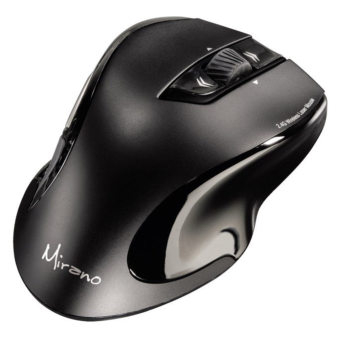 HAMA myš Mirano/ bezdrátová/ laserová/ 1600 dpi/ 6 tlačítek/ tichá/ USB/ černá 53876