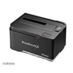 HDD box AKASA DuoDock X, 3,5" + 2,5" SATA HDD/SSD, USB 3.0, černý