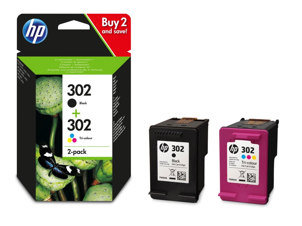 HP originál ink X4D37AE, HP 302, black/tri-colour, 190 black, 165 tri-colourstr., HP HP Deskjet 111