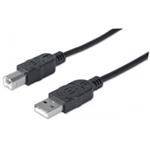 Manhattan kábel, USB 2.0 A/B, 3m, čierny, plast