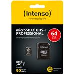 INTENSO Micro SDXC karta 64GB Class10, UHS-1 PRO 3433490