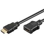 Kabel HDMI M- HDMI F, 2m, pozlatené konektory, čierna KM0203YG01