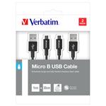 Kábel USB (2.0), USB A M- USB micro M, 1m, čierny, Verbatim, box, 48875, 2ks, 1x100cm + 1x30cm