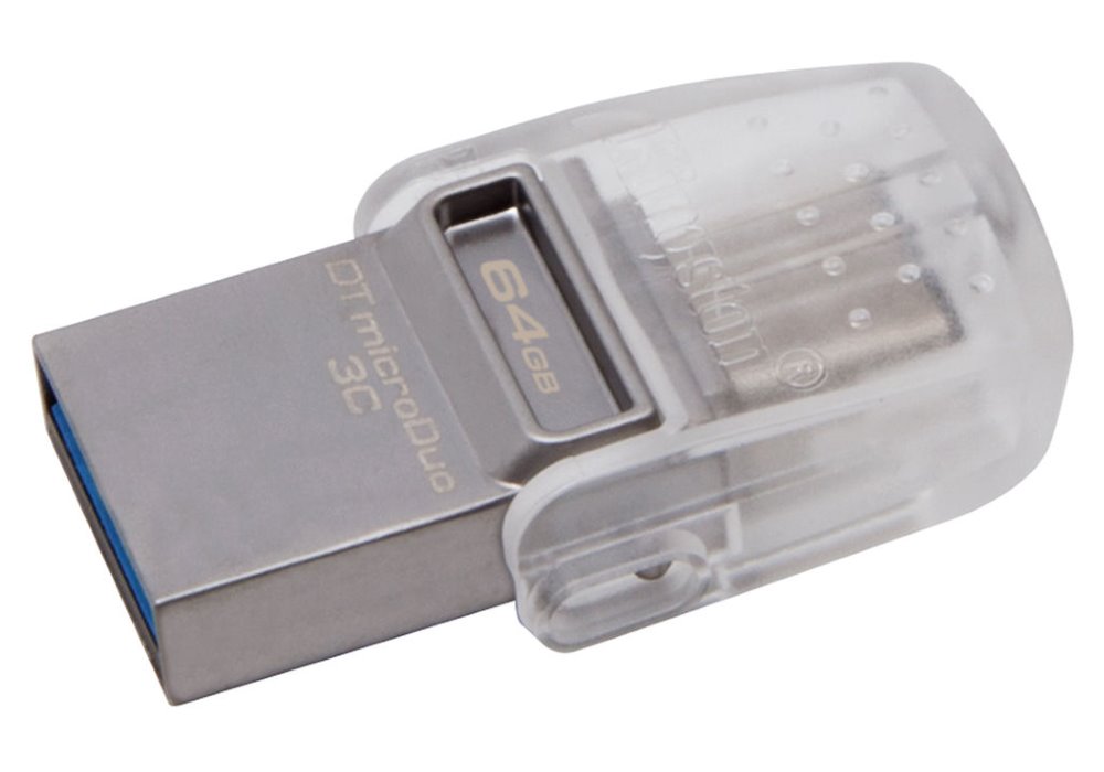 Kingston USB flash disk OTG, 3.1/3.1 Typ C, 64GB, DataTraveler microDuo 3C, priehľadný, DTDUO3C/64G DTDUO3C/64GB