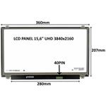LCD PANEL 15,6" UHD 3840x2160 40PIN MATNÝ IPS / ÚCHYTY NAHOŘE A DOLE 77042062
