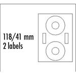Logo etikety na CD 118/41mm, A4, matné, biele, 2 etikety, 2 prúžky, 140g/m2, balené po 25 ks, pre a 5790