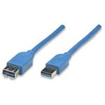 Manhattan Cable, SuperSpeed USB 3.0, A-Male/A-Female, 3m, modrý