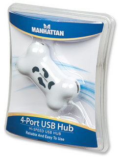 Manhattan Hub, 4x USB 2.0 port, prevednie Dog Bone (psia kosť), biela 161503
